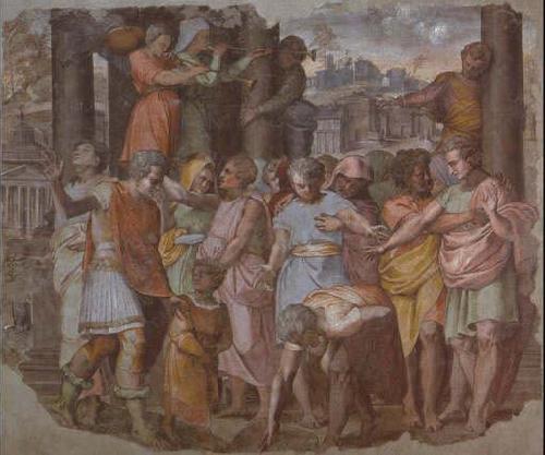 Perino Del Vaga Tarquinius Superbus Founds the Temple of Jove on the Capitol, from Palazzo Baldassini, now in the Uffizi, Florence France oil painting art
